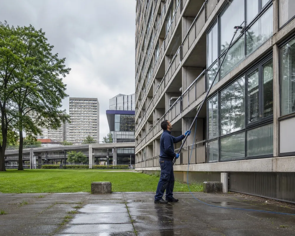 Glazenwasser aan het werk in Bijlmer-Centrum
