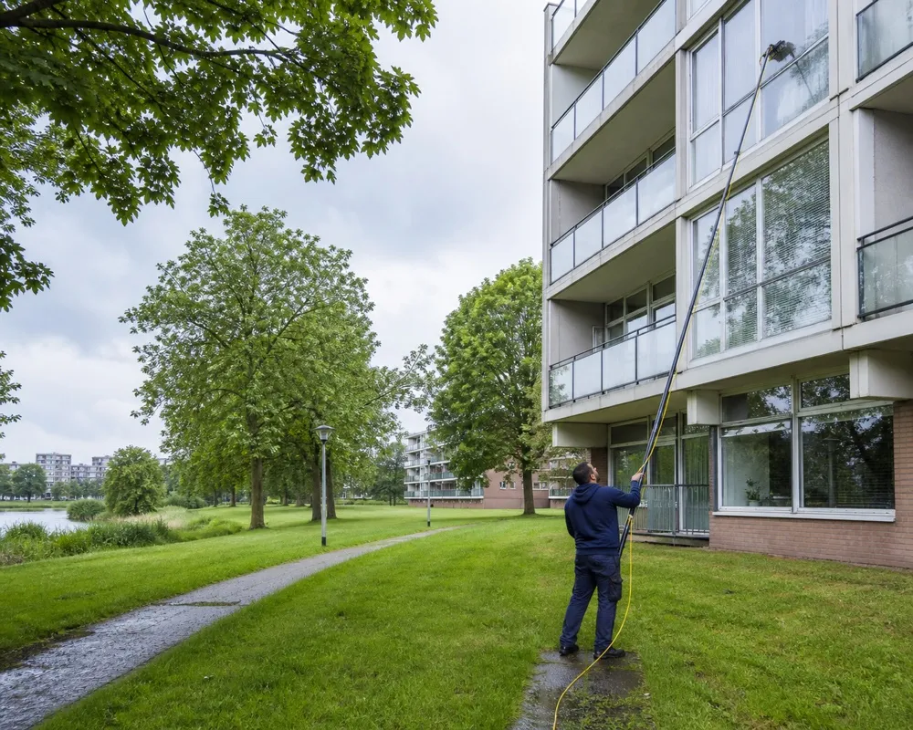 Glazenwasser aan het werk in Gaasperdam
