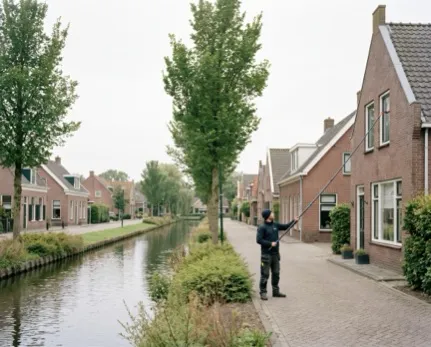 Window cleaner at work in Nederhorst den Berg
