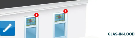 Voorbeeld van glas-in-lood in de berekenmodule