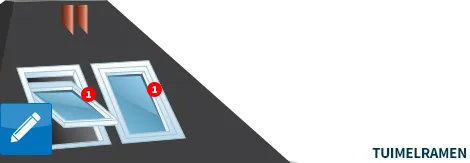 Voorbeeld van een dak- of tuimelraam in de berekenmodule